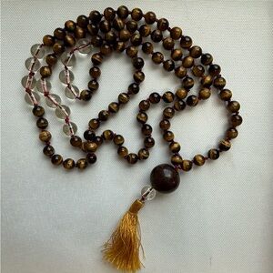 Mala 108 Pray Beads, handmade & knotted NWOT with Gold Tassel